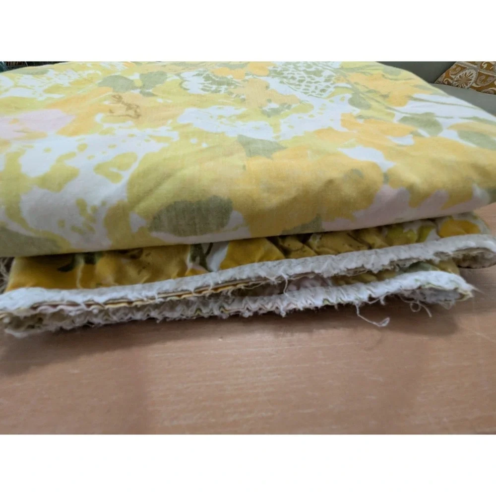 Vtg Lady Pepperell Fitted Sheet Pink Yellow Green Floral Percale Retro